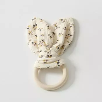 Soft Baby Wooden Hand Grasp Toy Rabbit Ears Chewing Appease Toy Newborn Teething Ring Sleep Style12