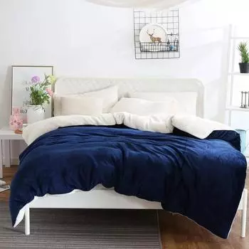 Soft Blanket Warm Coral Fleece Blankets Winter Velvet Duvet Cover Double Sided Sofa Bed Cover Throw Bedspread Plush Quilt Cover 150x200cm-1pc сапфировый