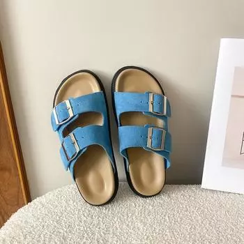 Soft bottom is not tired of feet Boken sandals 2025 spring and summer new lazy one-pedal double buckle with thick-soled Boken half slippers 35