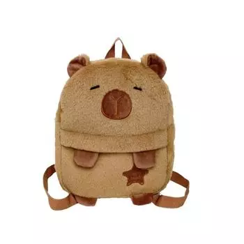 Soft Capybara Plush Backpack Cute Large Capacity School Bag Star Cartoon Animal Daypack Kids Style 4