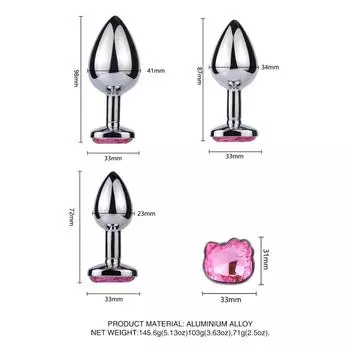 Soft Cat Face Diamond Shaped Anal Plug 3 Sizes Sex Toys for Women Butt Plug Erotic Massager Stimulator Anal Sex Toys for Couples