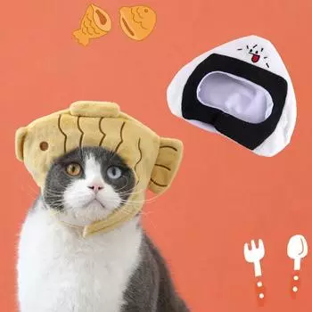 Soft Cat Headgear Cartoon Sushi Dog Cap Creative Snapper Pet Hat Halloween Style A