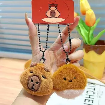 Soft Chestnut Capybara Plush Keychain Cute Cartoon Character For Keys Stylish Doll Set