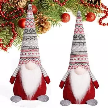 Soft Christmas Sitting Faceless Doll Cute Rudolf Doll Ornament New Year Festival Gifts style 1