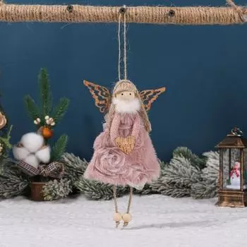 Soft Christmas Wings Girl Pendant Handmade Angel Girl Ornaments Hotel Office Decor белый