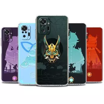 Soft Clear Case For Xiaomi Redmi Note 10 9 8 Pro 9S 10S 8T 9A 9C K40 7 9T 8A Shockproof Silicone Phone Cover Genshin Impact Game Redmi K40