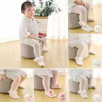 Мягкие хлопковые колготки для девочек, летние колготки для малышей, кружевные цветочные детские колготки для новорожденных, теплые чулки Style 2 белый