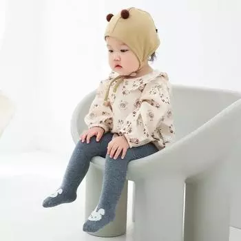 Soft Cotton Baby Tights Autumn Winter Warm Elastic Newborn Pantyhose for Baby Girl Cartoon Children Tights Princess Stockings 18-(6-12Month) бежевый