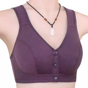 Soft cotton front buckle middle-aged and elderly underwear women s smooth surface without steel rim vest new large size bra cover 36/80