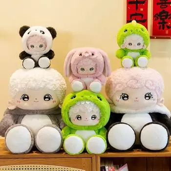 Soft Cross Dressing Plush Toy Fluffy Panda Baby Plush Doll Cute Stuffed Animals Doll Children Gift style D