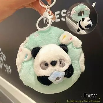 Soft Cuddly And Plush Donut Tooth Keychain Perfect Gift For Animal Lovers Panda Donut