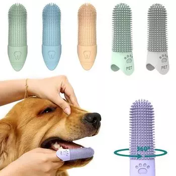 Soft Dog Toothbrush 360° Cleaning Teeth Dental Plaque Care Tools Food Grade Silicone Pet Finger Toothbrush Dog Accessories