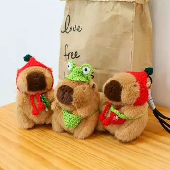 Soft Doll Capybara Plush Keychain Interactive Guinea Pig Pendant Plush Capybara Dolls Kids Couple Style C