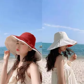 Soft Double-sided Wear Fisherman s Hat Versatile Bucket Hat Portable Women Sun Hat Vacation