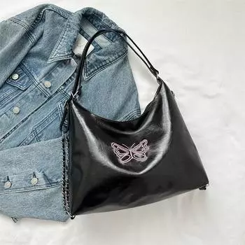Soft face fashion simple temperament shoulder bag women 2024 Internet celebrity double shoulder armpit bag women foreign style tote bag tide белый