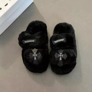 Soft fluffy casual slippers female cute outer wear fashion cross home indoor hair mop 36-37