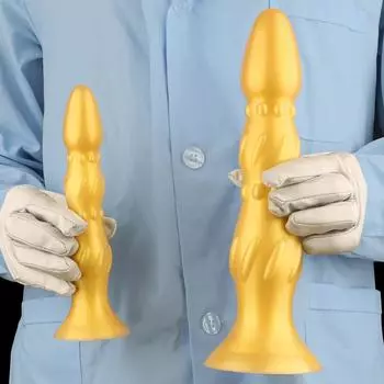 Soft Gold Silicone Wearable Anal Plug Flexible Dildo Anal Trainer for Outdoor Play Fisting Sex Toy BDSM