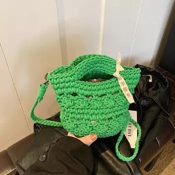 Мягкая ажурная женская сумка из хлопчатобумажной ткани, новая молодежная повседневная универсальная сумка через плечо из однотонной ткани