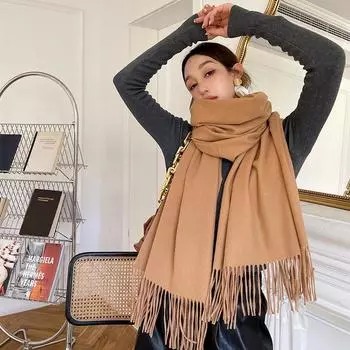 Soft Imitation Cashmere Scarf Women s Autumn and Winter Korean Version of The Warm Couple Bib Cold-proof Outer Long Shawl One size