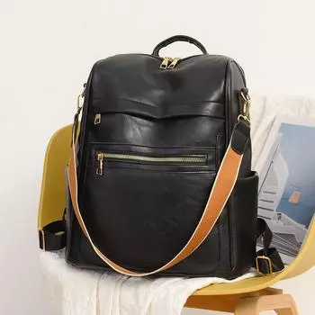 Soft Leather Backpack Women s Large Capacity Backpack Multifunctional Shoulder Bag белый