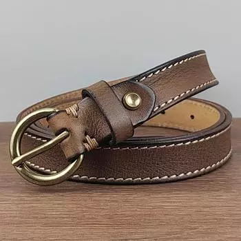 Soft Leather Belt Women S Jeans Belt Copper Buckle Pure First Layer Cowhide Belt Women S Retro Simple Decoration 80-100cm хаки