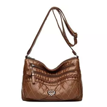 Мягкая кожаная сумка кроссбоди Женская сумка через плечо Маленькая квадратная сумка Маленькая квадратная сумка коричневый