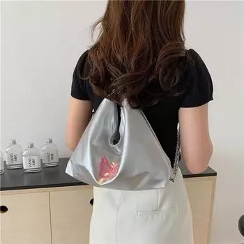 Soft leather fashion simple temperament shoulder bag women s new commuter backpack armpit bag women s foreign style dumpling bag tide чёрный