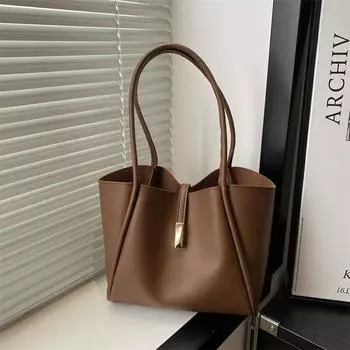 Soft leather large bag large capacity bag women 2025 new tote bag high sense shoulder bag versatile белый