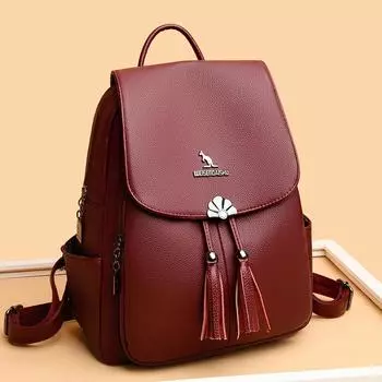 Мягкая кожаная большая вместительная школьная сумка рюкзак для путешествий на открытом воздухе для девочек и женщин новый
