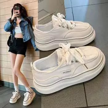 Soft leather little white shoes women s 2025 new thick-soled ugly cute women s shoes popular versatile fashion sports and leisure board shoes autumn 35