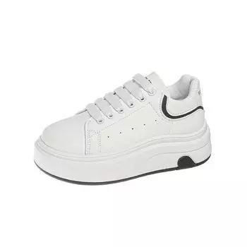 Soft leather love little white shoes women s shoes spring 2025 new thick-soled heightening leather surface color matching sports and leisure board sho 35