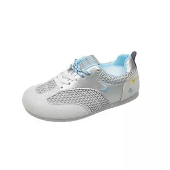 Soft leather mesh German training shoes women s 2025 early autumn new round head thick sole casual and comfortable versatile color matching 35