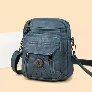 Soft Leather Small Bag Women s Crossbody Bag Multi-Layer Shoulder Crossbody Bag Mobile Phone Coin Purse чёрный