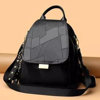 Мягкий кожаный многофункциональный рюкзак с шитьем, женская сумка через плечо, дорожная маленькая сумка чёрный