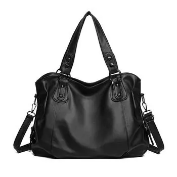 Soft Leather Tote Bag Women s Commuter Large Capacity Shoulder Bag чёрный