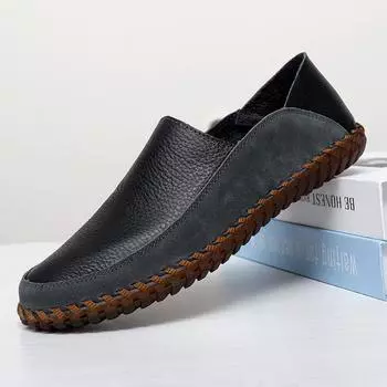 Soft Men Loafers Slip On Leather Casual Shoes For Men Moccasins outdoor Flats Sneakers Men Handmade Design Man Shoes big size 47 6.5