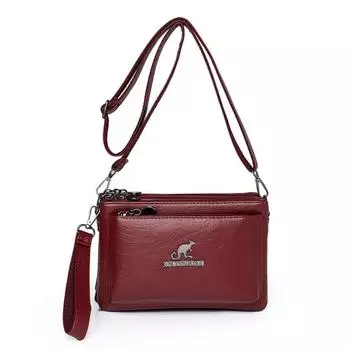 Soft Multiple Zip Pockets Shoulder Bag Waterproof Square Phone Bag Outdoor