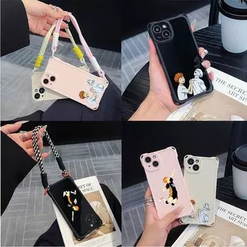 Soft Phone Cases for iPhone 16 15 13 11 Pro Max 8 Plus Four Corners Anti-Drop Protective Cover Optional Lanyard Rope N69 Anime Haikyuu X Reader art for iPhone 7/8