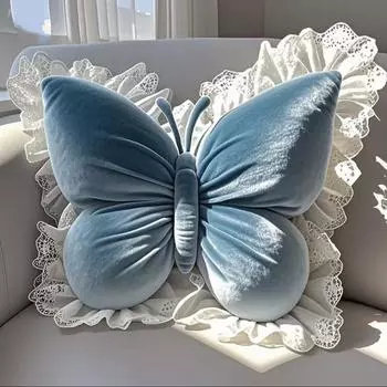 Soft Plush Butterfly Pillow Lace Edge Princess Pillow Girl Gift Bow Cushion Sofa