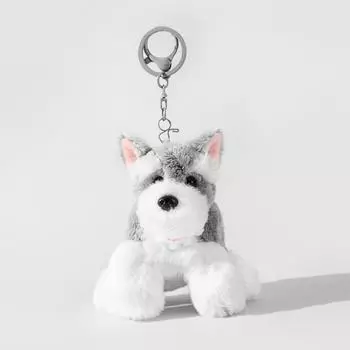 Soft Plush Puppy Keychain Cute Key Ring Backpack Ornament Bag Pendant Car Keys Pink scarf