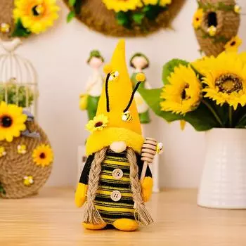 Soft Polyester Bee Festival Gnome Doll With Antennas Perfect For Seasonal Decor