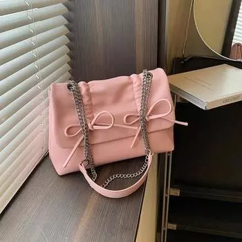 Soft PU Leather Shoulder Bag for Women Interior Compartment Solid Bags with Zipper Fashion Pocket