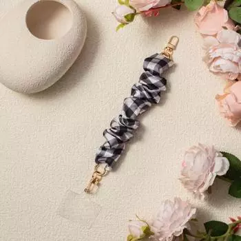 Soft Satin Silk Mobile Phone Lanyard Anti-Lost Wrist Chain Universal Phone Chain Plaid