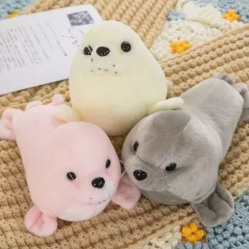 Soft Seal Plush Doll Fluffy Sea Lion Plushie Casual Seal Plush Stuffed Toy Gifts 23cm серый
