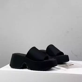 Soft sheepskin~ 8CM thick-soled small man wearing cool slippers women s summer new comfortable and versatile height-increasing slippers 35