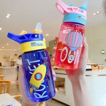 Soft Silica Gel Polypropylene Straw Children s Cups Feeding Cups Water Sippy Cup Water Bottles pink-balloons