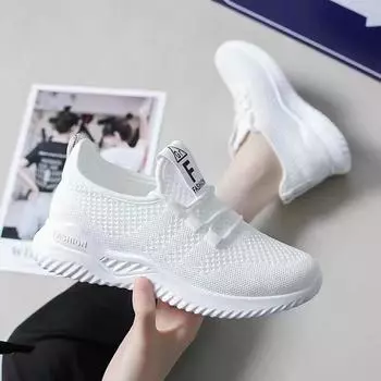 Soft sole non-slip middle-aged and elderly mother shoes mesh fly-woven casual shoes work platform sports shoes versatile running shoes 36