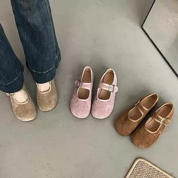 Soft sole soft surface round head flat sole shoes women s spring and summer 2025 new versatile retro temperament comfortable Mary Jane 35 розовый