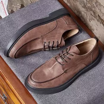 Повседневная кожаная обувь на мягкой подошве Мужская британская ретро универсальная Мужская повседневная кожаная обувь Корейская версия Формальная деловая мужская обувь Черная 38