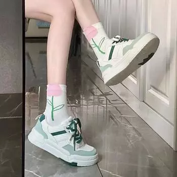 Soft-soled lightweight sports shoes women s shoes little white shoes 2025 new versatile platform sports and leisure board shoes school uniform tide 35 бежевый